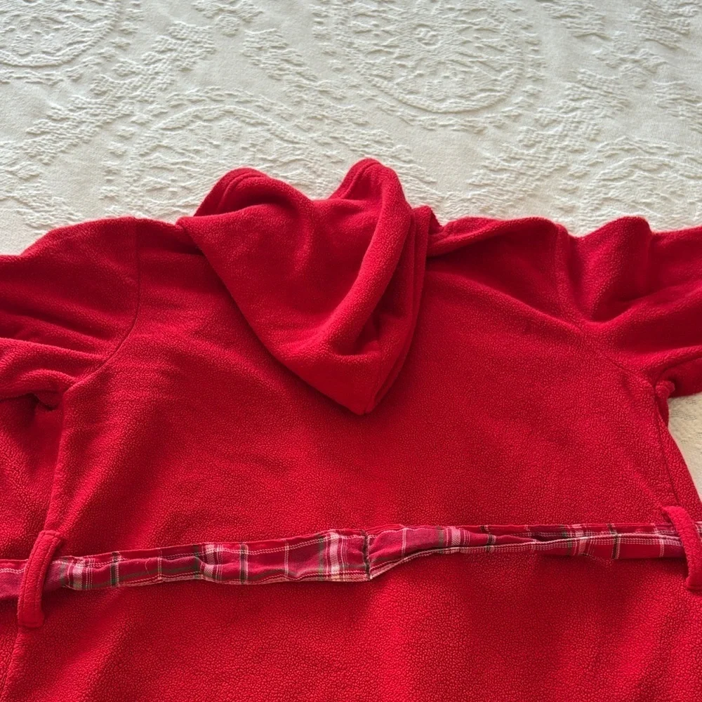 Gently Loved Red Hooded Robe with Embroidered Snowman & Vintage Mickey “Unisex”